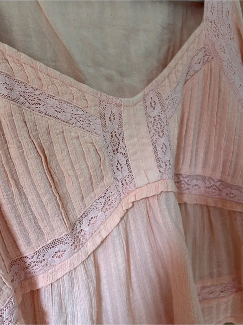 American Eagle Outfitters Coral Lace-Trim Peasant Tunic